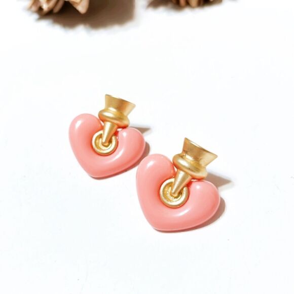 Heart stud earrings M171 - Picture 3 of 6